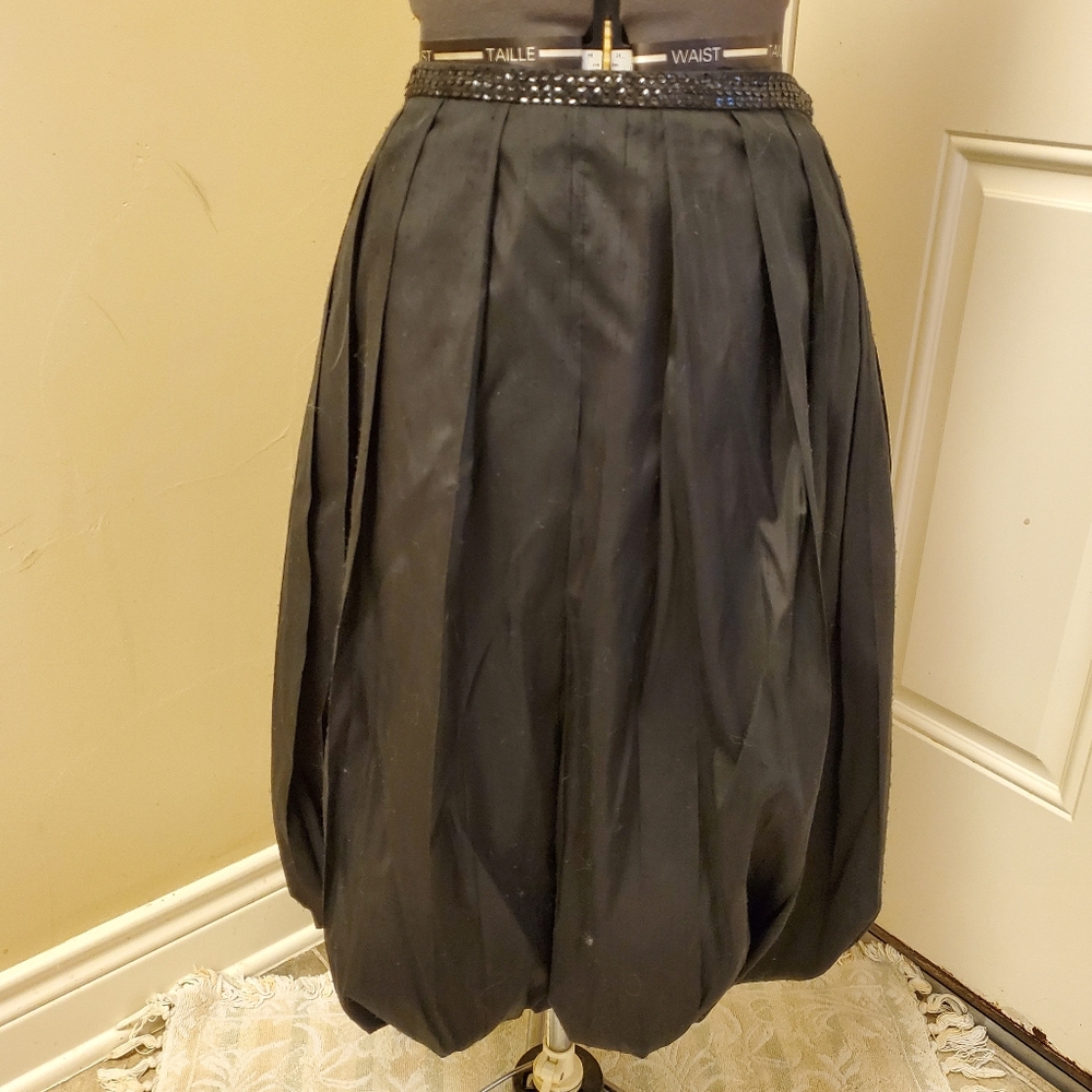 Black Taffeta Balloon Skirt, 100% Silk, Size 6